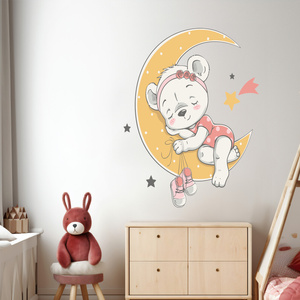 Naklejka na ścianę Misiek na księżycu z gwiazdkami 90 cm na 60 cm