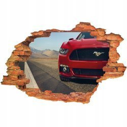 Naklejka na ścianę 3D SAMOCHODY czerwone Ford Mustang 90 cm na 60 cm