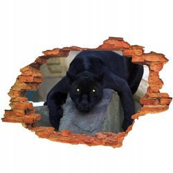 Naklejka na ścianę 3D Czarna Pantera z łapami do dołu 90 cm na 60 cm