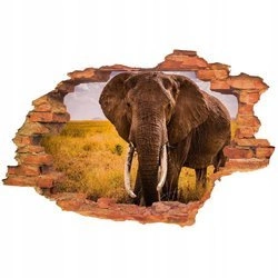 Naklejka na ścianę 3D Słoń w łanach zbóż 90 cm na 60 cm