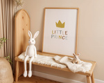 Plakat Little Prince 42x30 cm – Pokój Dziecka z Napisem i Koroną | Format A3 w Drewnianej Ramce