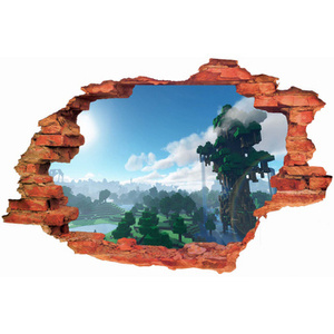 Naklejka 3D Minecraft Drzewo z wyspą dla dzieci rozmiar 60 cm na 90 cm