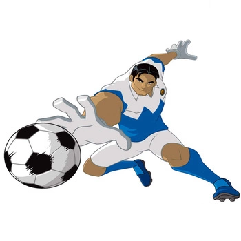 Naklejka na ścianę SUPA STRIKAS w stroju biało-niebieskim 90 cm na 60 cm