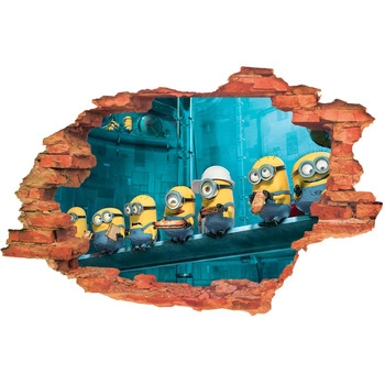 Naklejka na ścianę 3D MINIONKI w pracy na przerwie 90 cm na 60 cm