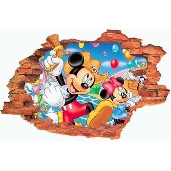 Naklejka na ścianę 3D Myszka Miki na dzikim zachodzie 90 cm na 60 cm