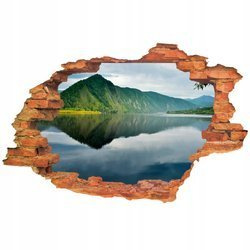 Naklejka na ścianę 3D Krajobraz porośnięte pasma górskie nad jeziorem 90 cm na 60 cm