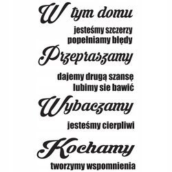 Naklejka na ścianę napis cytat W tym domu jesteśmy szczerzy 75 cm na 45 cm