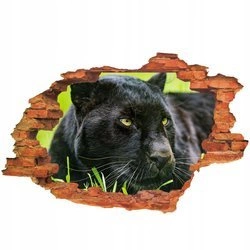 Naklejka na ścianę 3D Czarna Pantera z profilu 90 cm na 60 cm