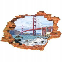 Naklejka na ścianę 3D San Francisco czerwony most wiszący 90 cm na 60 cm