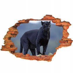 Naklejka na ścianę 3D Czarna Pantera w całej krasie 90 cm na 60 cm