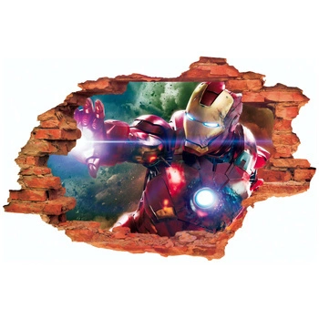 Naklejka na ścianę 3D IRON MAN w kosmosie strzela z ręki 90 cm na 60 cm