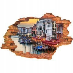 Naklejka na ścianę 3D Wenecja przystań na kanale Grande 90 cm na 60 cm
