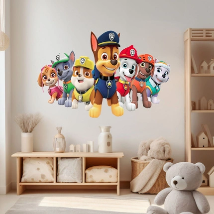 Naklejka na ścianę Psi Patrol wszystkie pieski 90 cm na 60 cm