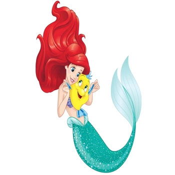 Naklejka na ścianę Ariel Mała Syrenka z Flounder 90 cm na 60 cm