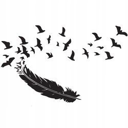 Naklejka na ścianę Pióra z ptakami 75 cm na 45