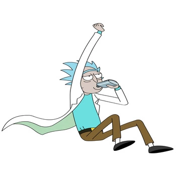 Naklejka na ścianę Rick i Morty leci na podwójnym gazie 90 cm na 60 cm