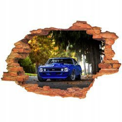 Naklejka na ścianę 3D SAMOCHODY niebieski Chevrolet Camaro 90 cm na 60 cm