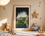 Plakat Minecraft w Ramce 42x30 cm – Widok z Jaskini | Dekoracja do Pokoju Dziecka