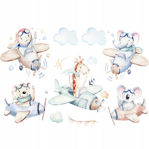 Naklejki na ścianę Zwierzęta w samolotach 60 cm na 90 cm