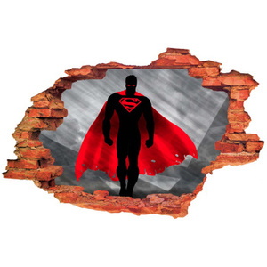 Naklejka na ścianę 3D SUPERMAN szare tło 90 cm na 60 cm