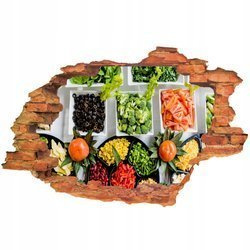 Naklejka na ścianę 3D Warzywa pokrojone warzywa na tackach 90 cm na 60 cm