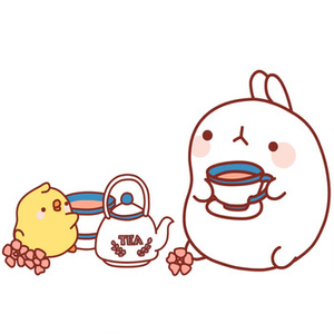 Naklejka na ścianę MOLANG po południowa herbatka króliczka z kurczaczkiem Piu Piu 90 cm na 60 cm