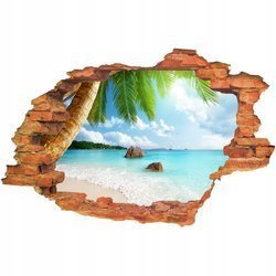 Naklejka na ścianę 3D Plaża skały wyłaniające się z wody 90 cm na 60 cm