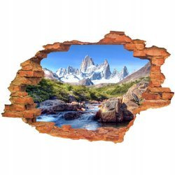 Naklejka na ścianę 3D Góry z strumykiem 90 cm na 60 cm