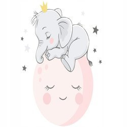 Naklejka na ścianę Słonik śpi na różowym księżycu 90 cm na 60 cm