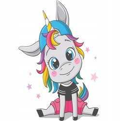 Naklejka na ścianę Jednorożec Kucyk w czapce 90 cm na 60 cm