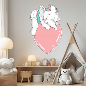 Naklejka na ścianę Słonik śpi na serduszku 90 cm na 60 cm