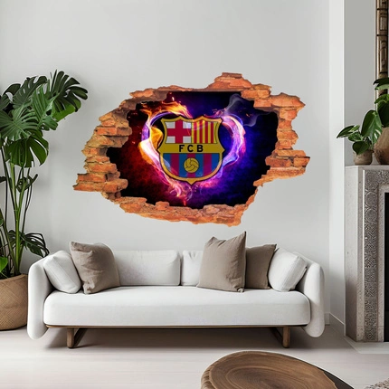 Naklejka na ścianę FC Barcelona 3D Dziura w Ścianie