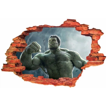 Naklejka na ścianę 3D HULK rozgniewany w deszczu 90 cm na 60 cm