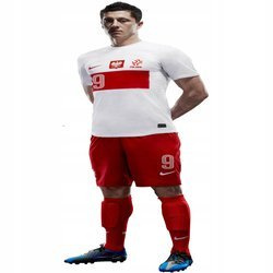 Naklejka na ścianę Robert Lewandowski podczas śpiewania hymnu 90 cm na 60 cm