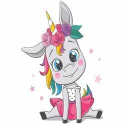 Naklejka na ścianę Jednorożec Kucyk z kwiatkami 90 cm na 60 cm