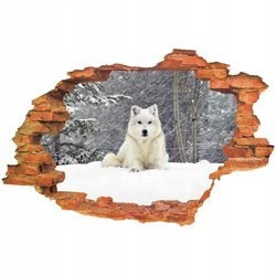Naklejka na ścianę 3D Wilk na śniegu 90 cm na 60 cm