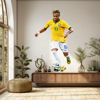 Naklejki na ścianę Neymar drybluje z piłką 90 cm na 60 cm