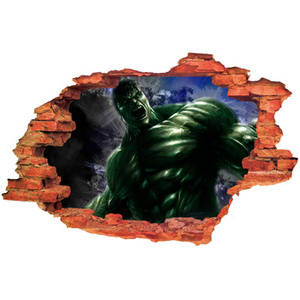 Naklejka na ścianę 3D HULK zdenerwowany na wrogów 90 cm na 60 cm