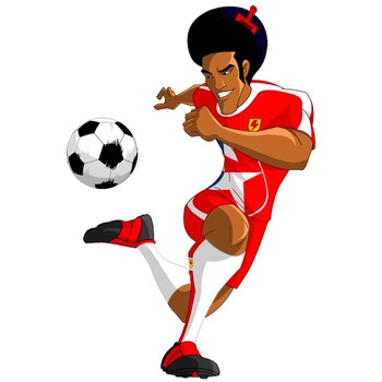 Naklejka na ścianę SUPA STRIKAS Lużny Joe odbija piłkę piętką 90 cm na 60 cm