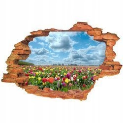 Naklejka na ścianę 3D Kwiaty różnobarwne tulipany 90 cm na 60 cm