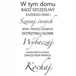 Naklejka na ścianę napis cytat W tym domu bądź szczęśliwy 75 cm na 45 cm
