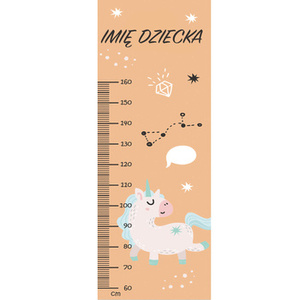 Naklejka na ścianę personalizowana miarka wzrostu biegnący kucyk pony 162 cm na 61 cm