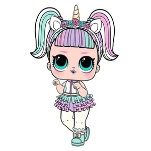 Naklejka na ścianę Lalka L.O.L. Surprise kwiatki na głowie 60 cm na 90 cm