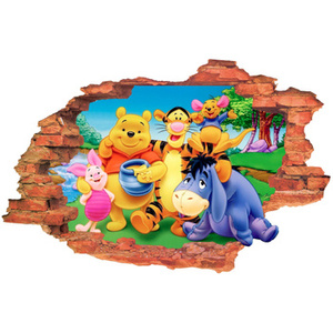 Naklejki na ścianę 3D KUBUŚ PUCHATEK i przyjaciele na polanie 60 cm na 90 cm