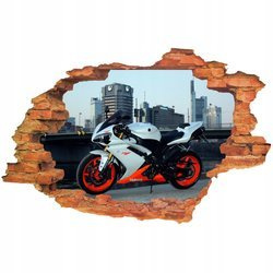 Naklejka na ścianę 3D Motor ścigacz biała Yamaha