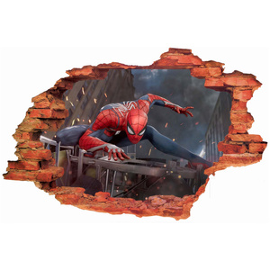 Naklejka na ścianę 3D Spider Man w nocy gotowy do ataku 90 cm na 60 cm