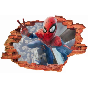 Naklejka na ścianę 3D Spider Man znak zwycięstwa 90 cm na 60 cm