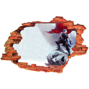 Naklejka na ścianę 3D THOR pokonał przeciwnika 90 cm na 60 cm