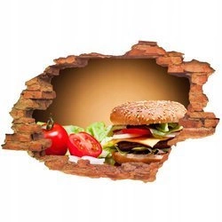 Naklejka na ścianę 3D Jedzenie smaczny hamburger 90 cm na 60 cm