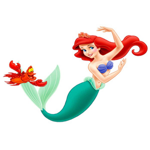 Naklejka na ścianę Ariel Mała Syrenka rozmawia z rakiem Sebastianem 90 cm na 60 cm